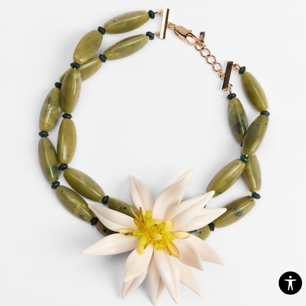 Zara FLOWER BEAD NECKLACE NWT